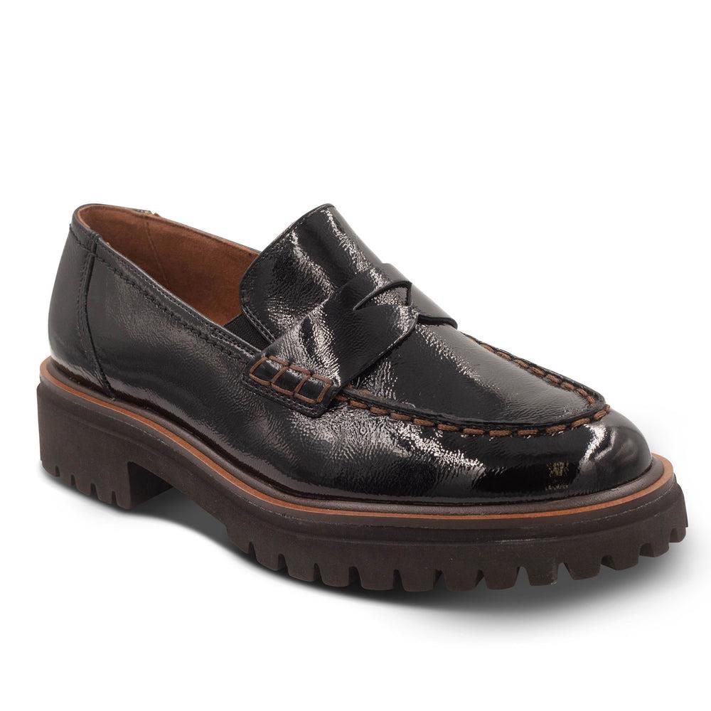 Mocassins Paul Green Justine Lug Noir Black Crinkled Patent | DAF-8210911