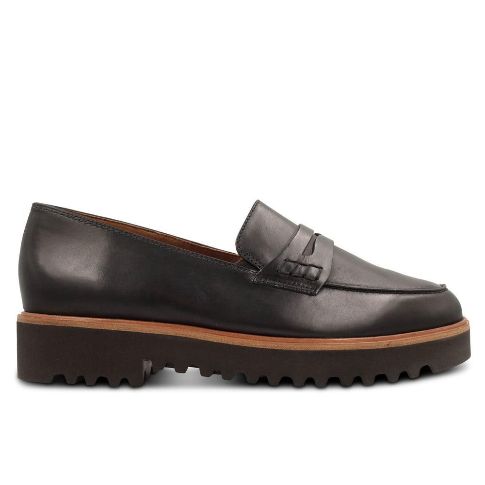 Mocassins Paul Green Jordan Lug Noir Brushed Black Leather | LAL-8885160