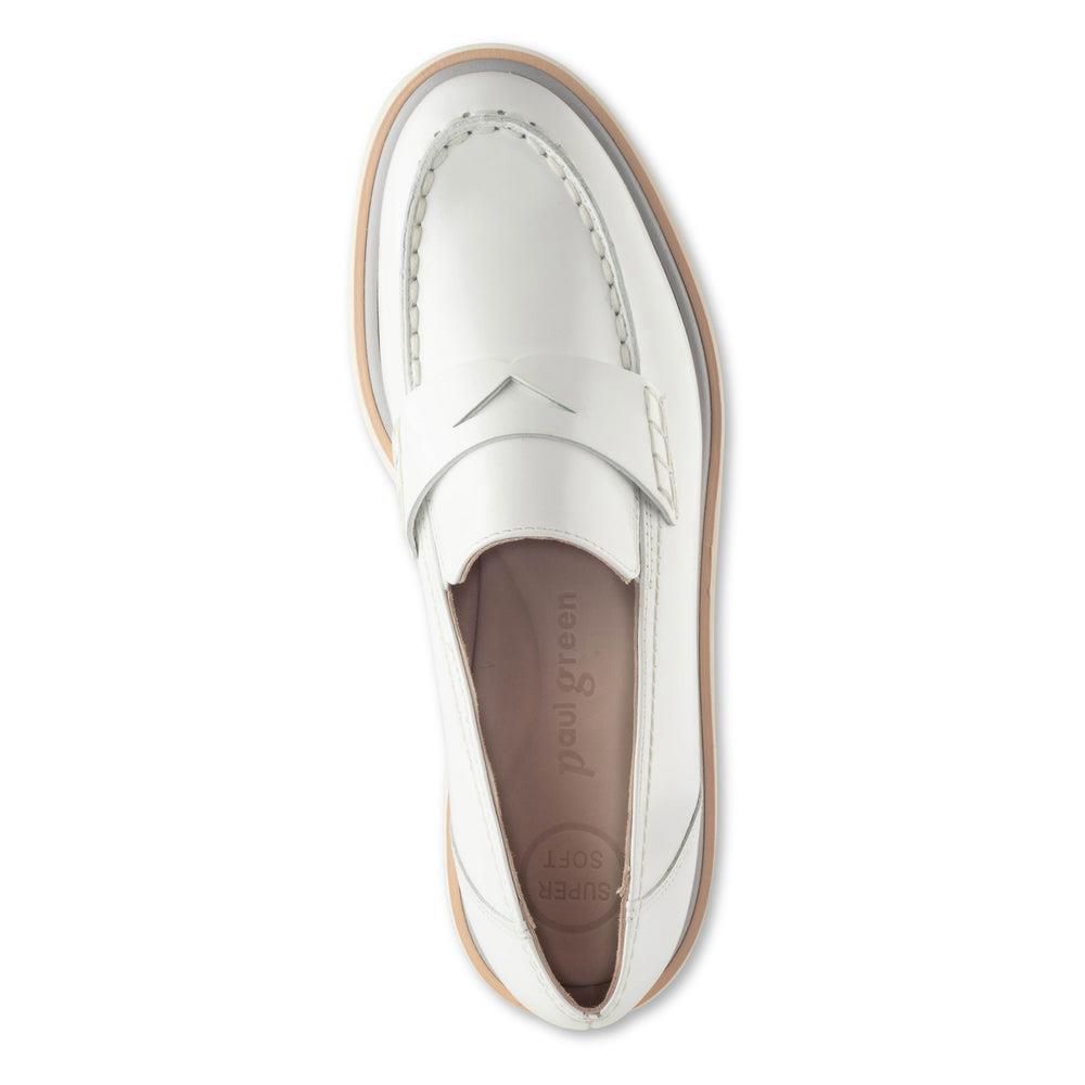 Mocassins Paul Green Lillian Blanche White Brush Leather | GRM-1061991