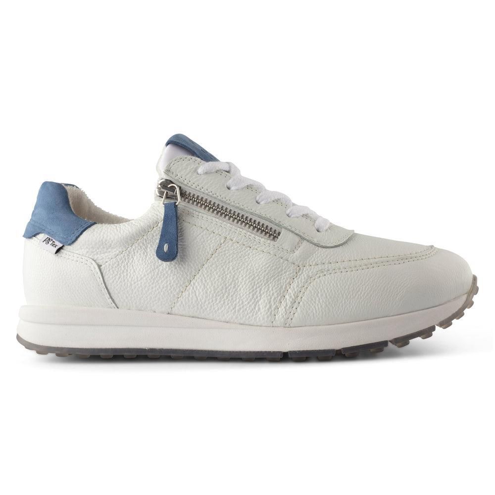 Baskets Paul Green Lux Golf Blanche Bleu White Denim Combo | HJI-7601192